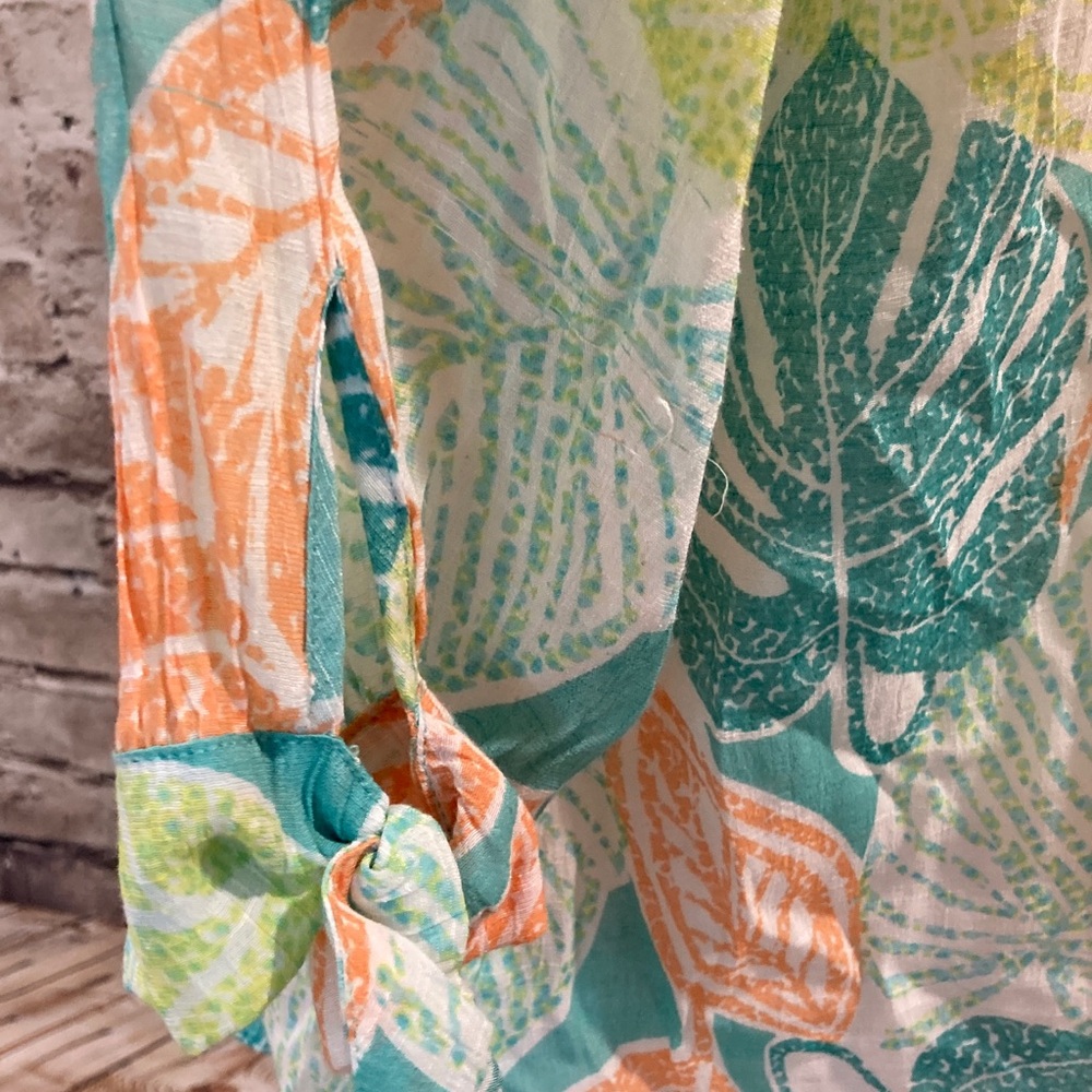 Ruby Rd. Tropical Leaf Button-Down Shirt - Picture 3 of 6